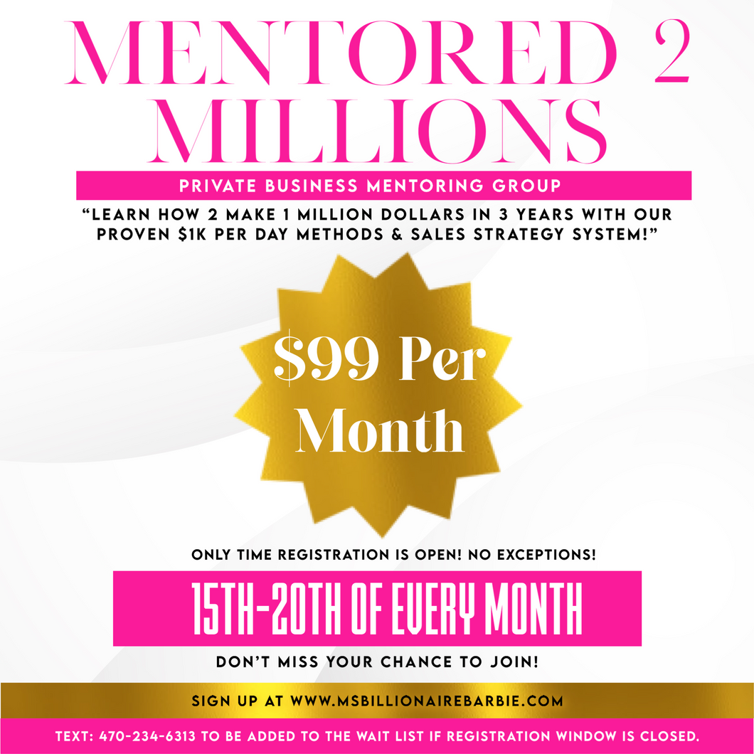 MENTORED 2 MILLIONS Private Business Mentoring Group